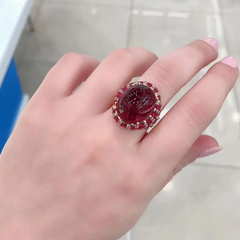 Женское кольцо из розового золота 585 пробы, с овальным Рубином (art.: 3920bd34922de) - 3920bd34922de