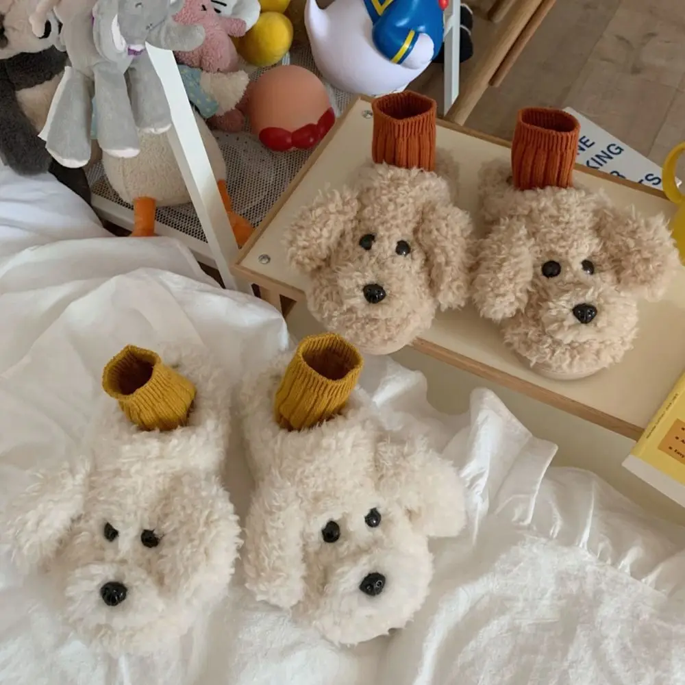 Обувь мягкие игрушечные тапочки-пудели зимние плюшевые шлепанцы с милыми