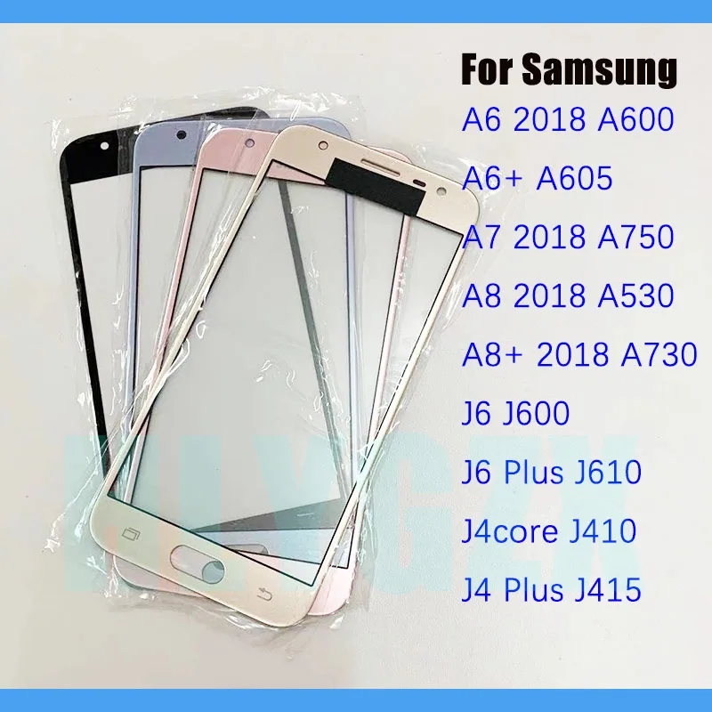 

10Pcs For Samsung Galaxy A6 A7 A8 J6 J4 Plus A605 A750 A530 A730 J610 J410 J415 Front Touch Screen Panel LCD Outer Lens Glass