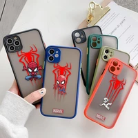 marvel spider man red spider matte phone case for iphone apple 11 12 13 pro max xr xs x 6 s 7 8 plus mini skin feel fundas coque