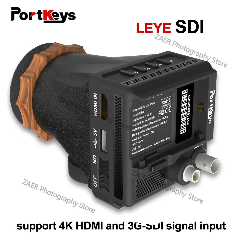 

PortKeys LEYE SDI 4K Electronic Viewfinder 3G-SDI 4K-HDMI 2.4 inch LCD EVF Screen Portable 3D LUT Luma Waveform Viewfinder