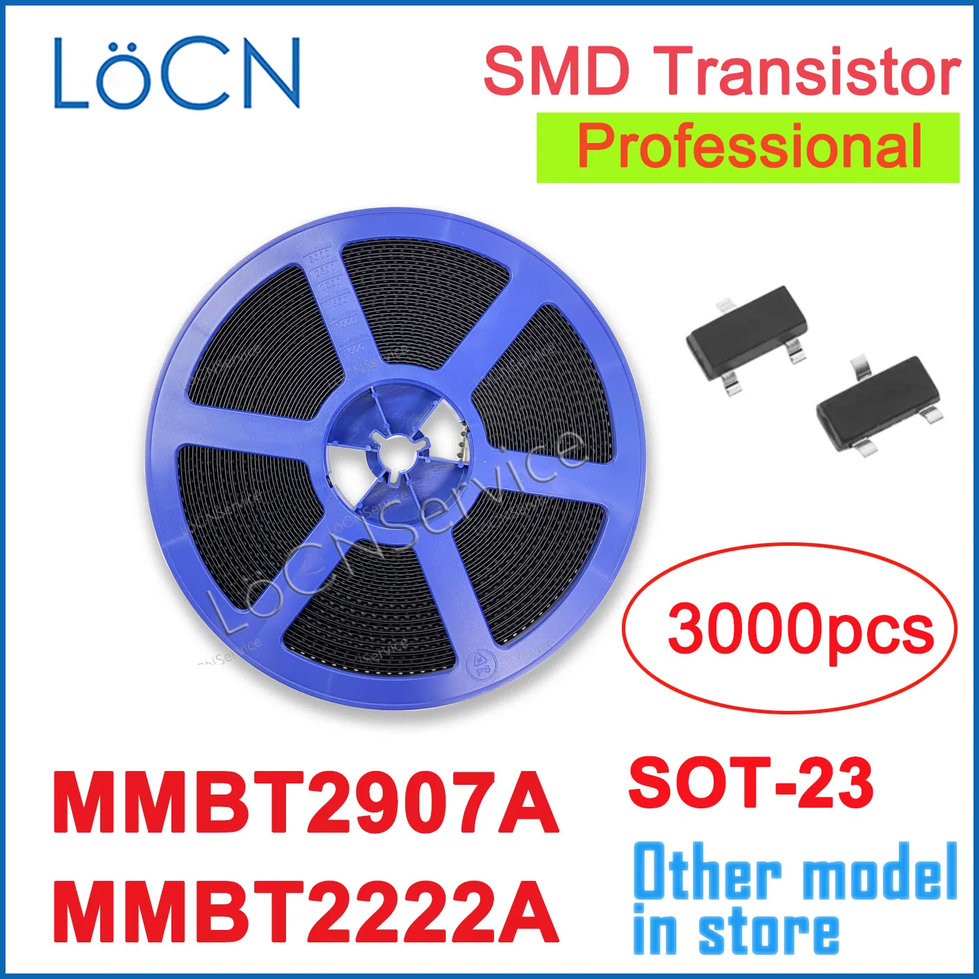 LoCN-Transistor SMD SOT-23 de alta calidad, 3000 piezas, MMBT2907A, 2N2907A, MMBT2222A, 2N2222A, SOT23, 2F, 1P