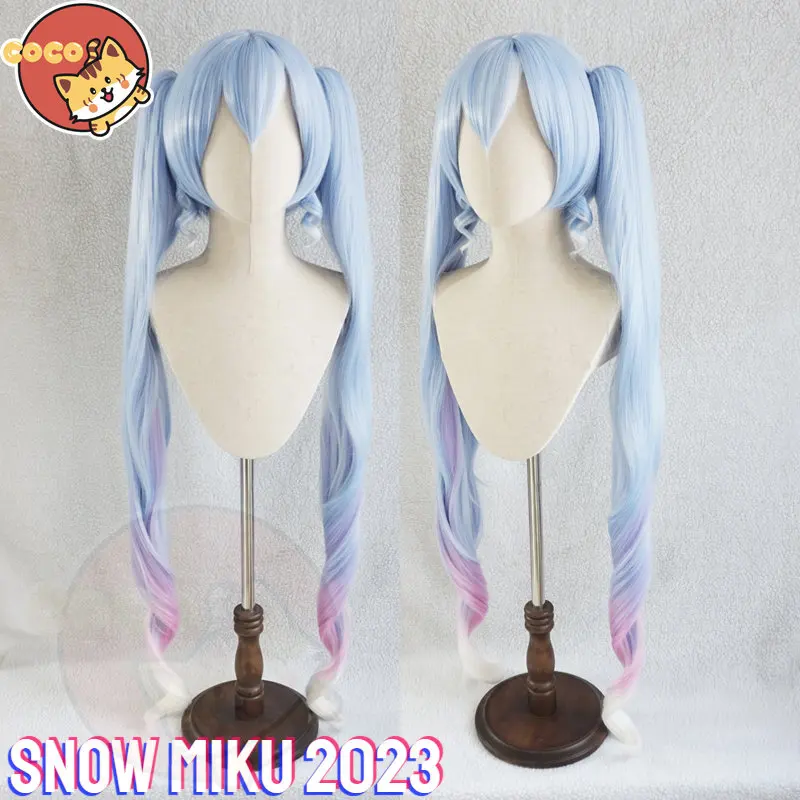 

Кокос Вокалоид 2023 Снег Мику косплей парик Мику Cos Вокалоид Снег Мику косплей синий розовый градиент Имитация волос
