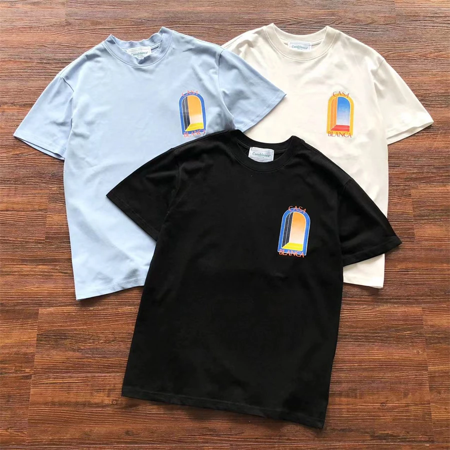 

Высококачественная футболка с изображением окна Касабланки для мужчин и женщин, Повседневная футболка с изображением изнутри, парная футболка с коротким рукавом