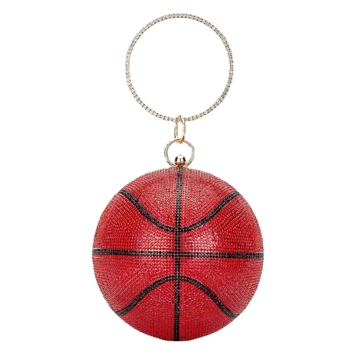 

Women's New Fashion Bag Round Fashion Handbag Water Diamond Small Basketball Dinner Bag