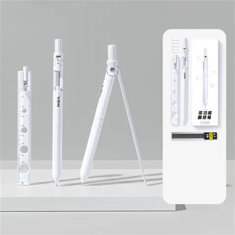 Прецизионный компас-карандаш металлический белый/синий/розовый