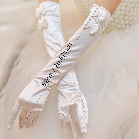 Длинные атласные перчатки с бантом и цветочным узором для девочек, косплей принцессы