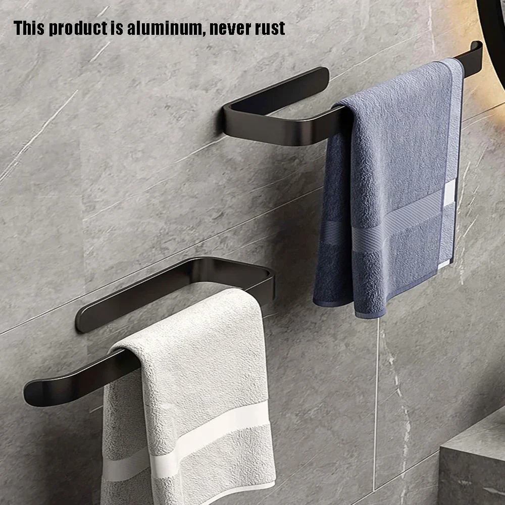 

Three Colors Aluminum Bathroom Towel Rack Rack Kitchen Roll Paper Towel Rack Self-adhesive Storage Rack Home Organizer No Drill
