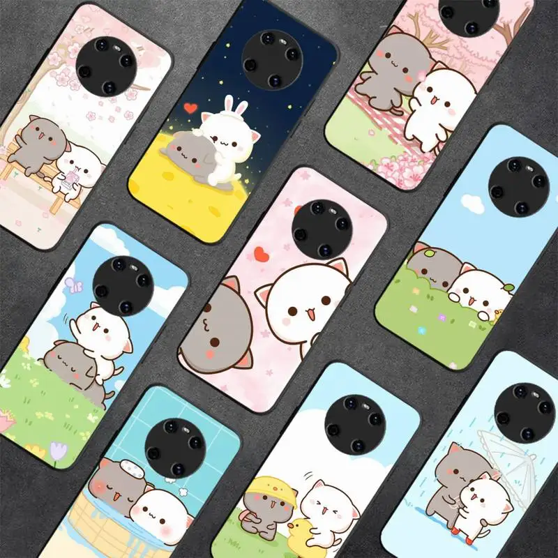 

Peach Mochi Cat Cartoon Phone Case For Huawei Y 5 Y62019 Y52018 Y92019 Luxury funda case for 9prime2019