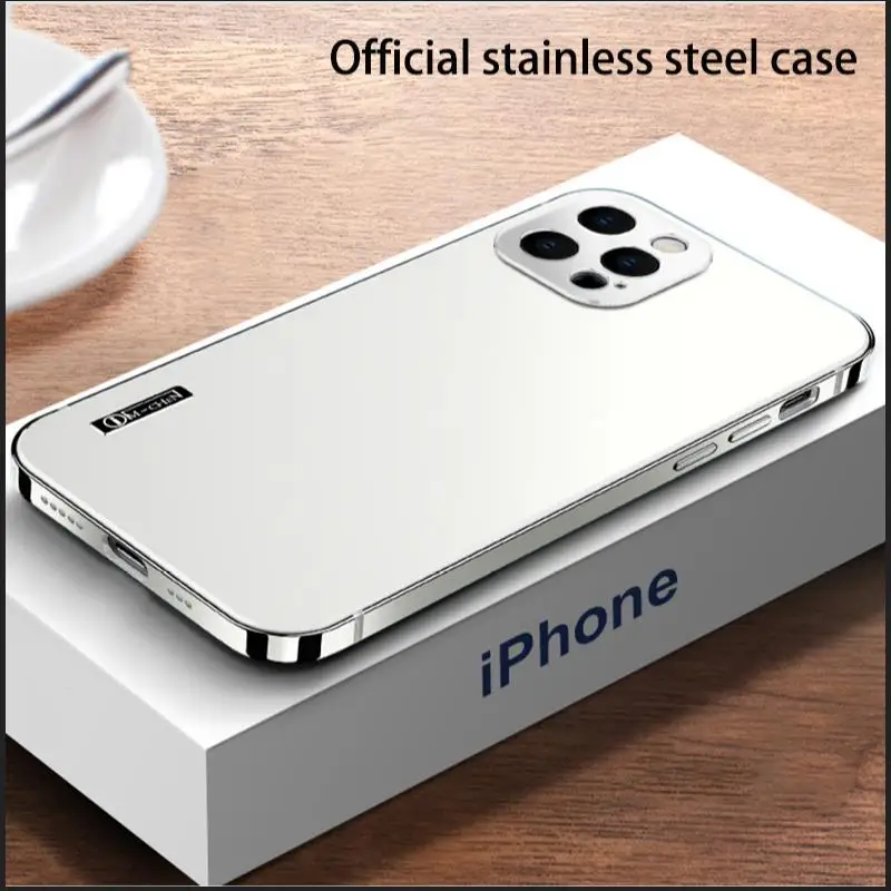 

Металлический чехол из нержавеющей стали для iPhone 14 13 12 Pro Max, защитный чехол с полной камерой для iPhone 14 Pro Max, оригинальные цветные чехлы