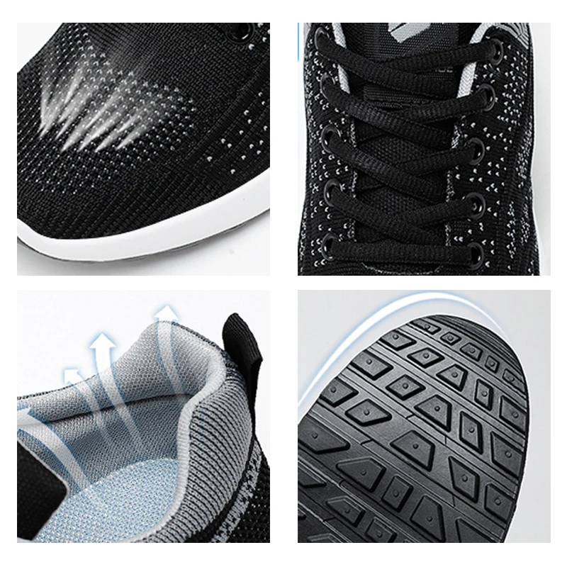 New 2022 Trend Lightweight Men's Running Shoes 45 Breathable Mesh Soft Men's Sneaker Outdoor Jogging Gym Men Sport Shoes Black