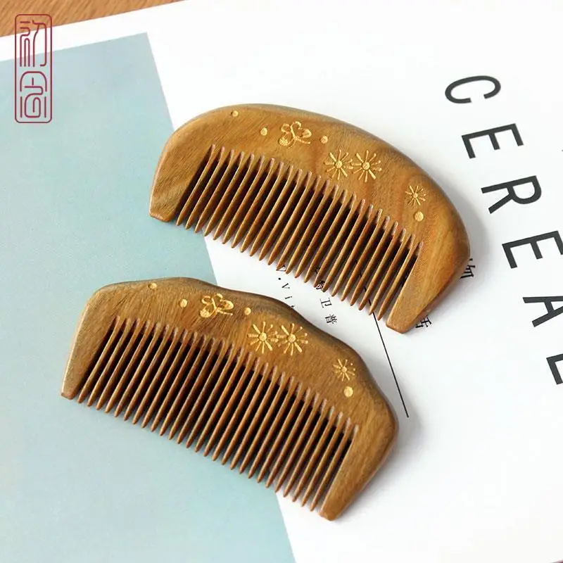 

Массажная расческа для головы из сандалового дерева, небольшая портативная расческа для волос, инструмент для укладки, Антистатическая, ан...