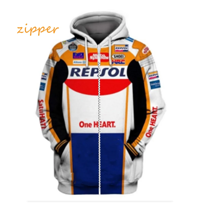 Autumn 2022 Men's Motorcycle Riding Cross country Lover Zip Hoodie HRC Repsol Factory Team Casual Sportswear