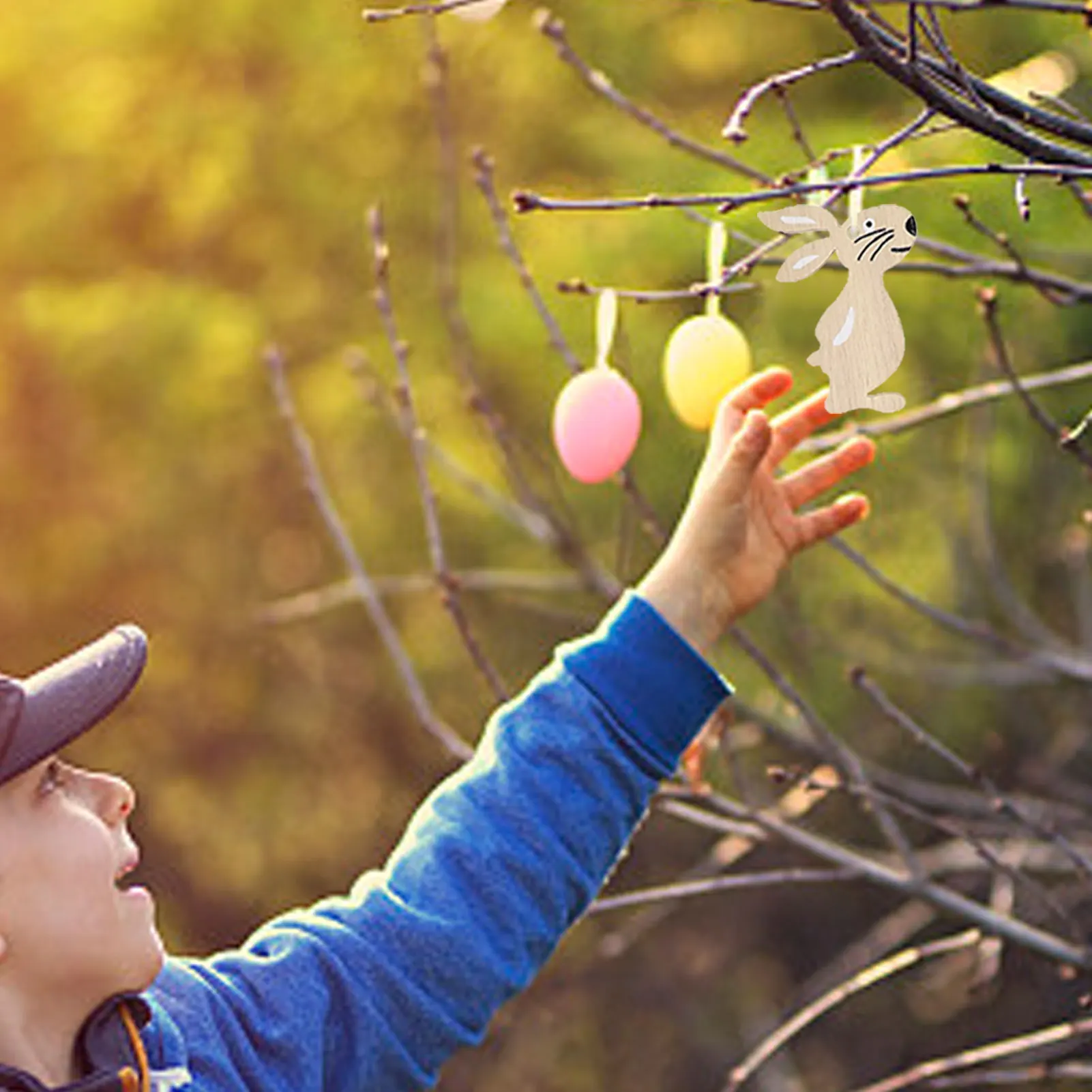 

Wood Easter Tags Unfinished Cutouts Wood Slices Hangings Party Decorations With Twine Bunny Egg Shape Embellishments Classic DIY