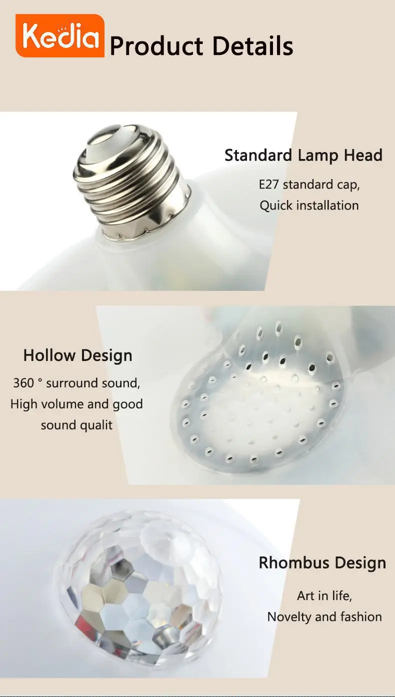 

Led Bulb Speaker Adjusted Ufo Ball Led Bulb Remote Control E27 Bluetooth5.0 86v-265v Rgb Led Light