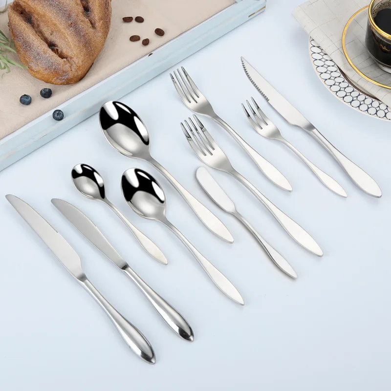 

18 Pcs Full Dinner Set Complete Stainless Steel Cutlery Tableware Service Luxury Dining Tables Set Dinnerware Set Dropshipping