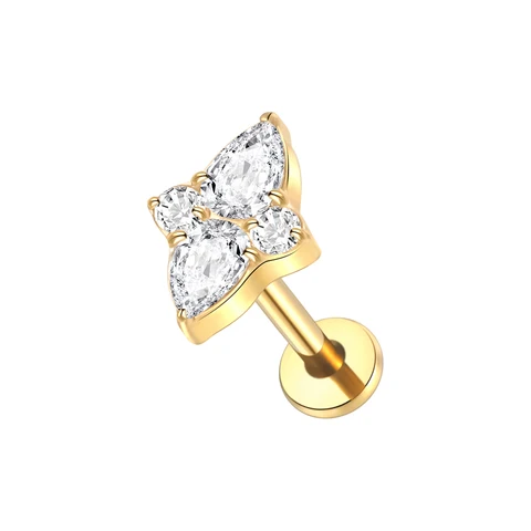 Золотая титановая губная серьга SWANJO