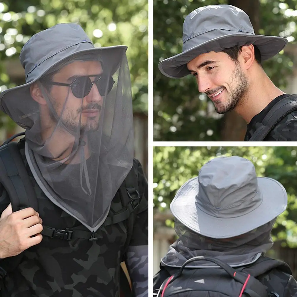 

Foldable Unisex Mosquito-proof Fishing Hat Anti Insect Mesh Mosquito Net Hat Outdoor Hiking Sunscreen Breathable Umbrella Hat