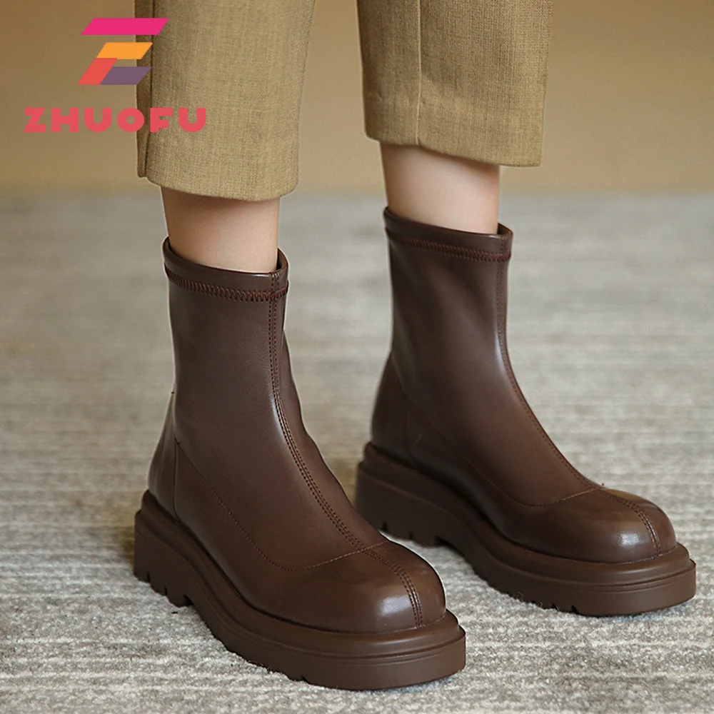 

Женские ботильоны из микрофибры, с круглым носком, размеры 34-43