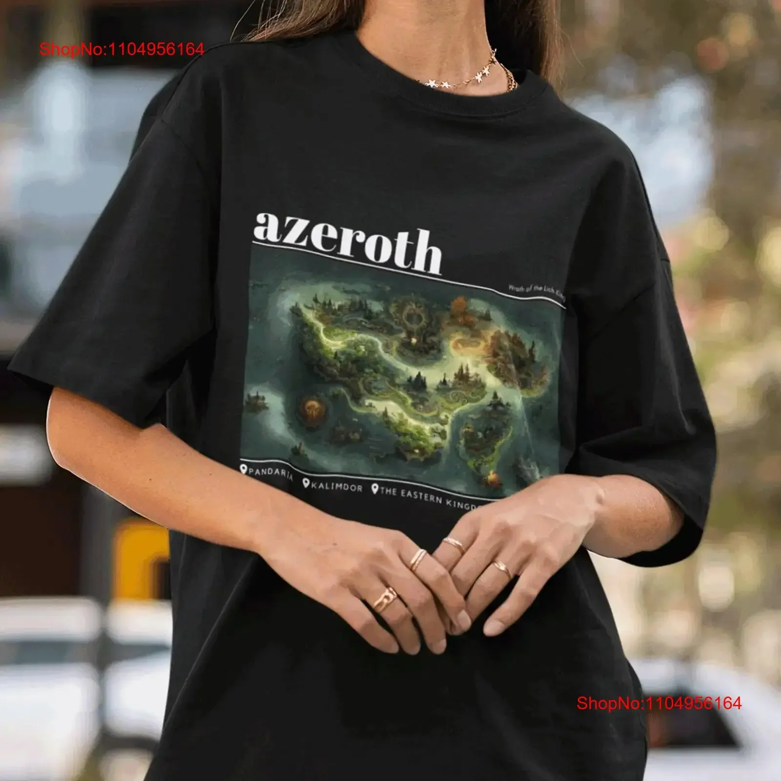 Фото Футболка Azeroth RPG Gamer Fantasy Map Видеоигра Geeky Nerd MMORPG Одежда винтажная стираная универсальная растянутая дышащая одежда №1