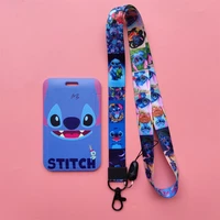 disney stitch blue save credit cards student id name card holder badge business bus card cover