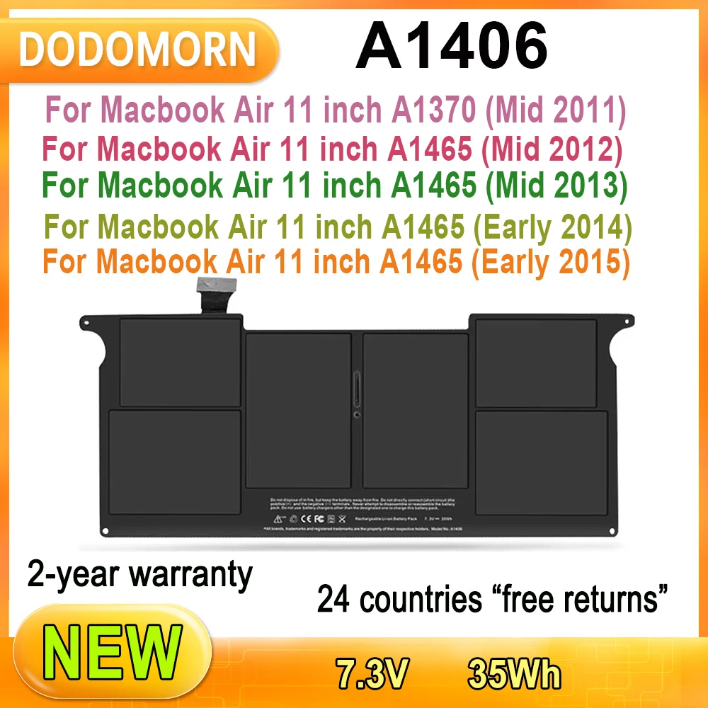 Новая батарея A1406 для ноутбука Macbook Air 11 дюймов A1370 (Mid 2011) A1465 2012/2013) ранняя 2014 2015