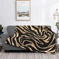 3d printed elegant metallic gold zebra black print plush blanket animal skin texture custom home blanket