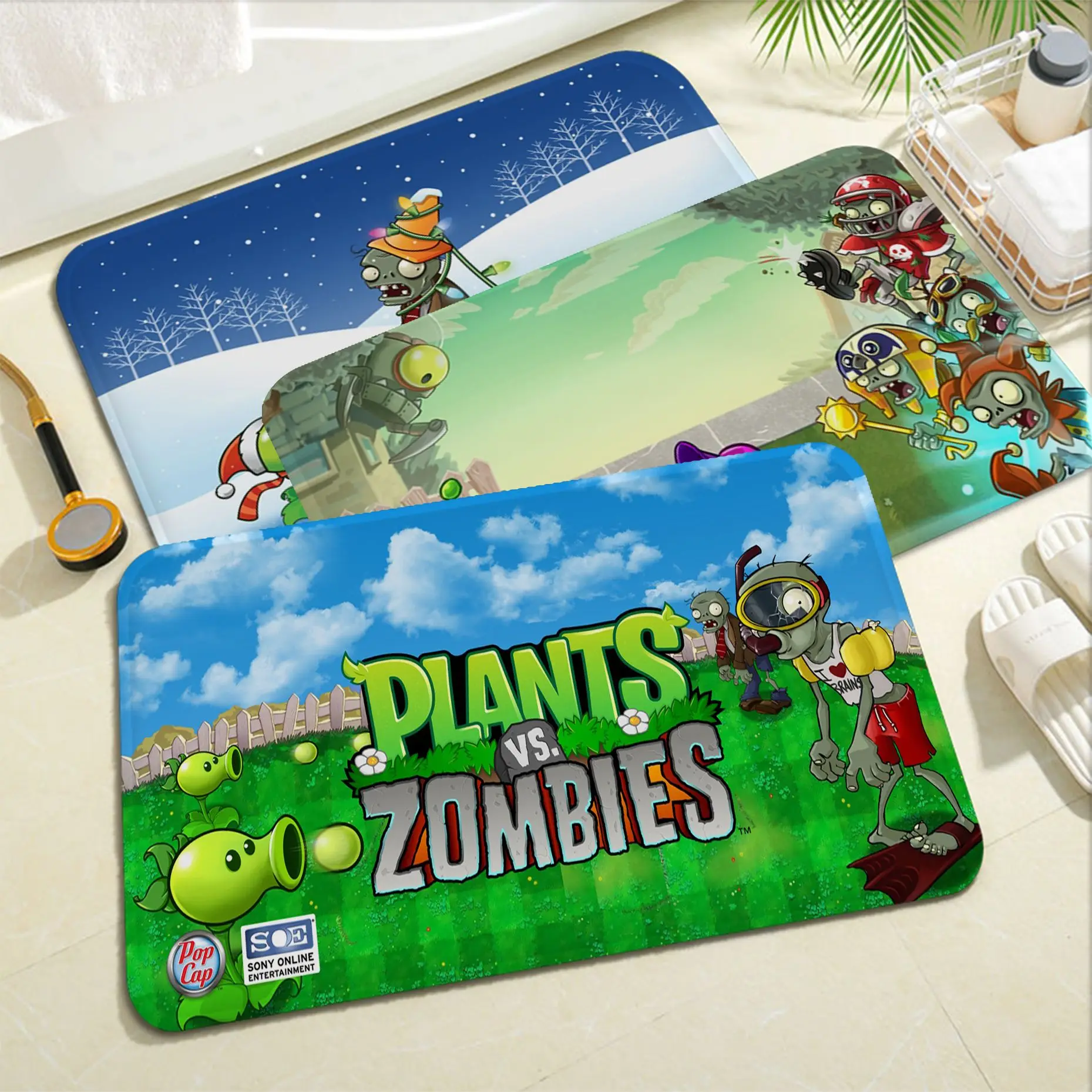 

Plant-Vs -Zombie Room Mats Non-Slip Laundry Room Mat Laundry Decor Balcony Child Living Room Household Carpets