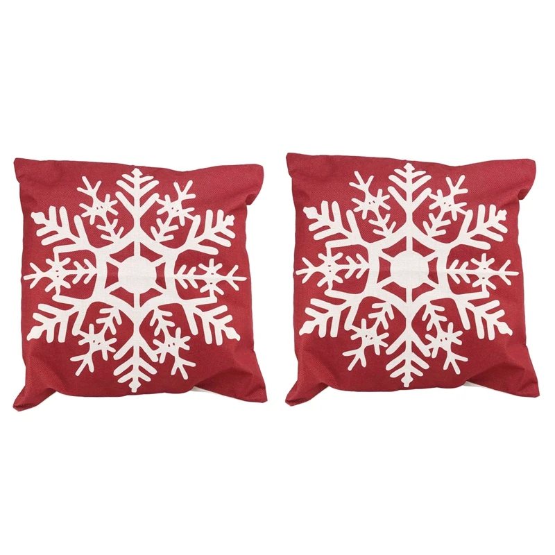 

Чехол-наволочка с изображением красивых снежинок красного цвета, рождественские подарки, льняная декоративная подушка, наволочка для дома,...