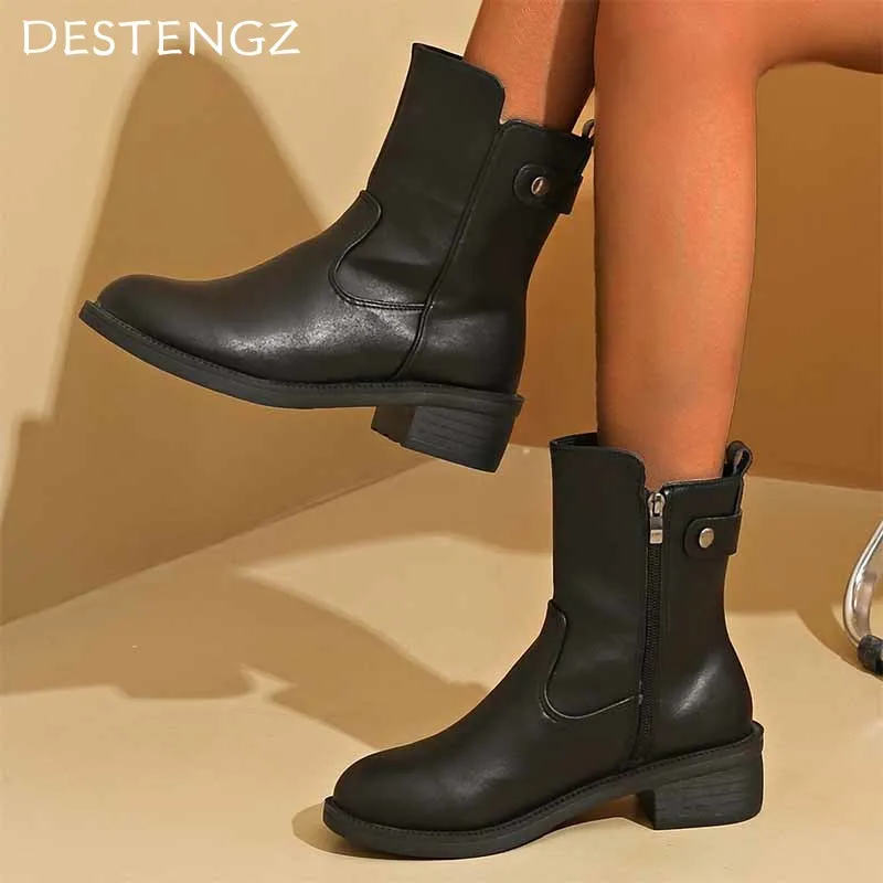 Женские ботильоны на массивном каблуке модная дизайнерская прогулочная обувь