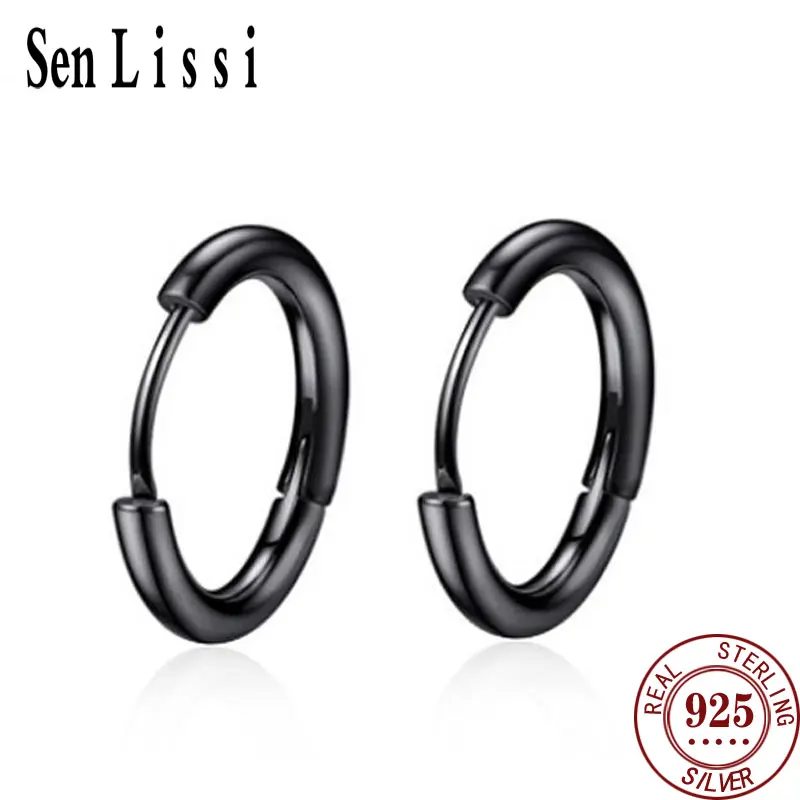 

Женские серьги из серебра пробы, блестящие круглые открытые серьги, ювелирные изделия из драгоценных камней черного и 18-каратного золота