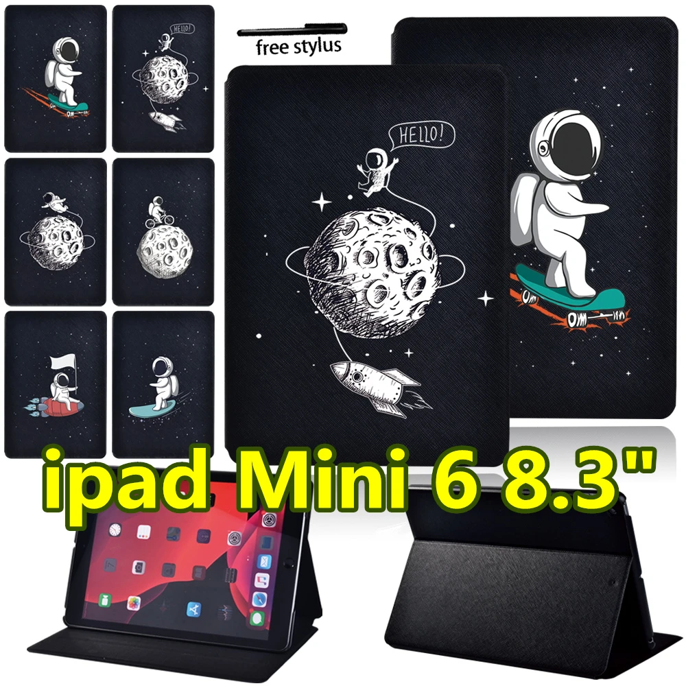 

Tablet Case for Apple IPad Mini 6 8.3 Inch 2021 A2567 A2568 A2569 Case Astronaut Pattern Ultra Thin Portable Leather Stand Cover