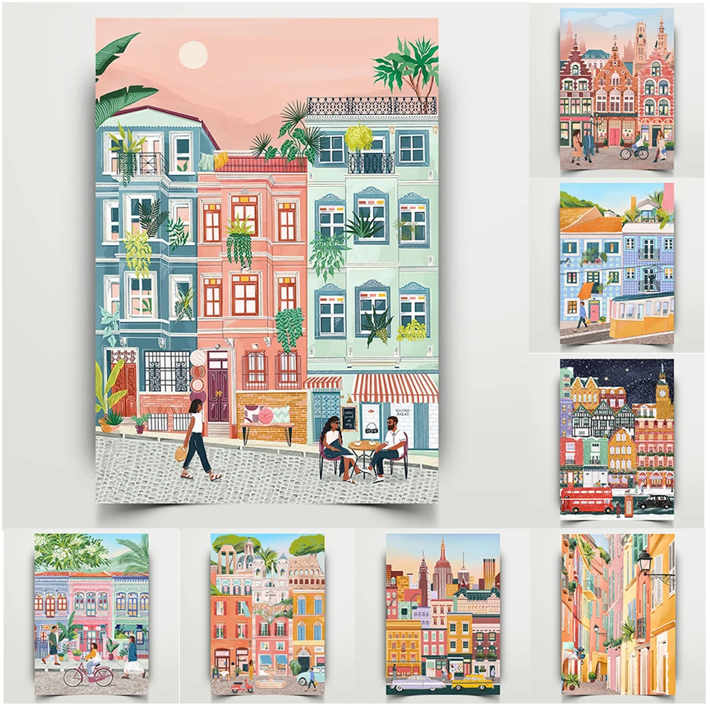 Городская уличная архитектура дорожные принты постер для путешествий в Монако и