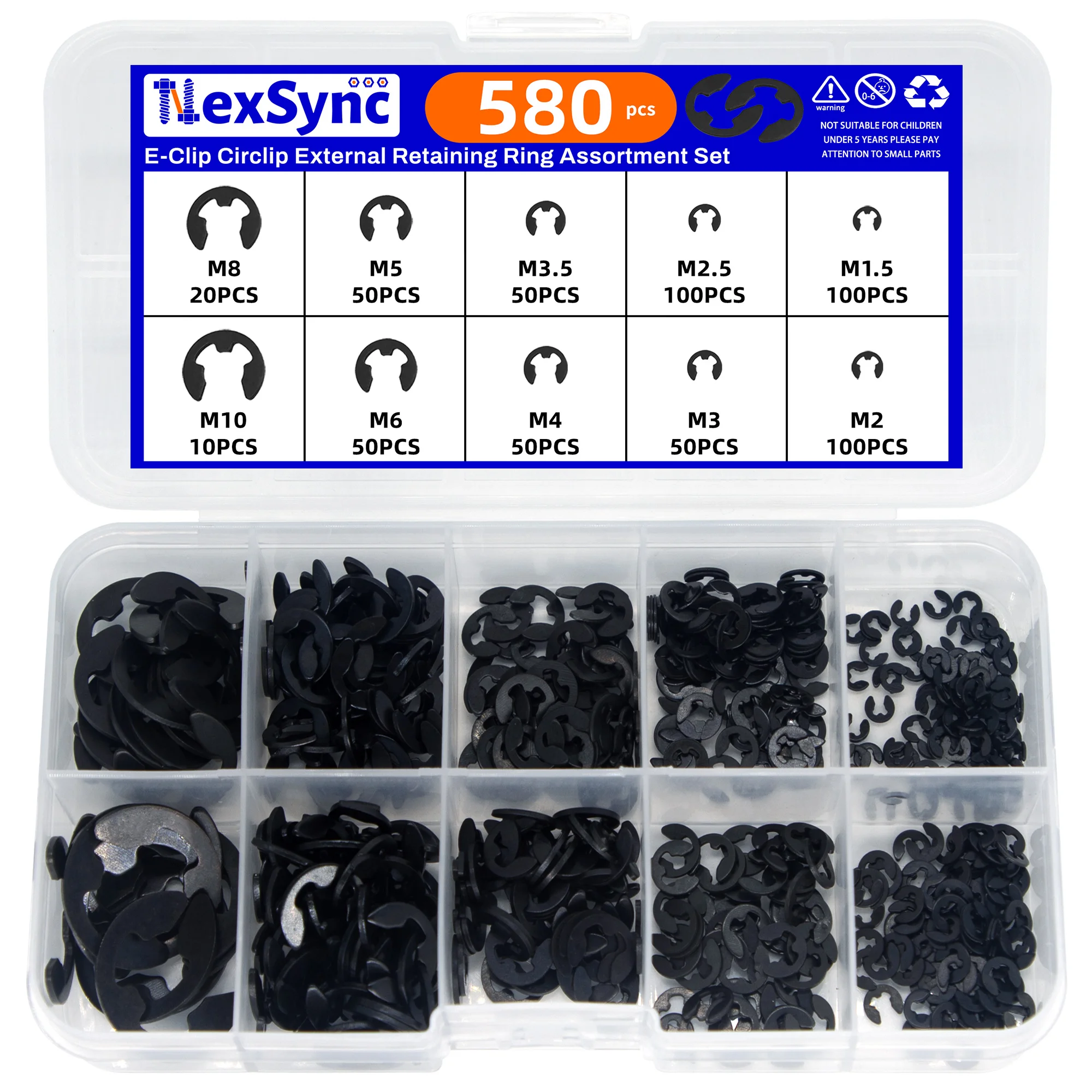 

200/580 Шт. Набор Из 304 Нержавеющих Стальных Зажимов E M1.5-M10 С Внешним Стопорным Кольцом И Шайбами Для Вала - Металлообра...