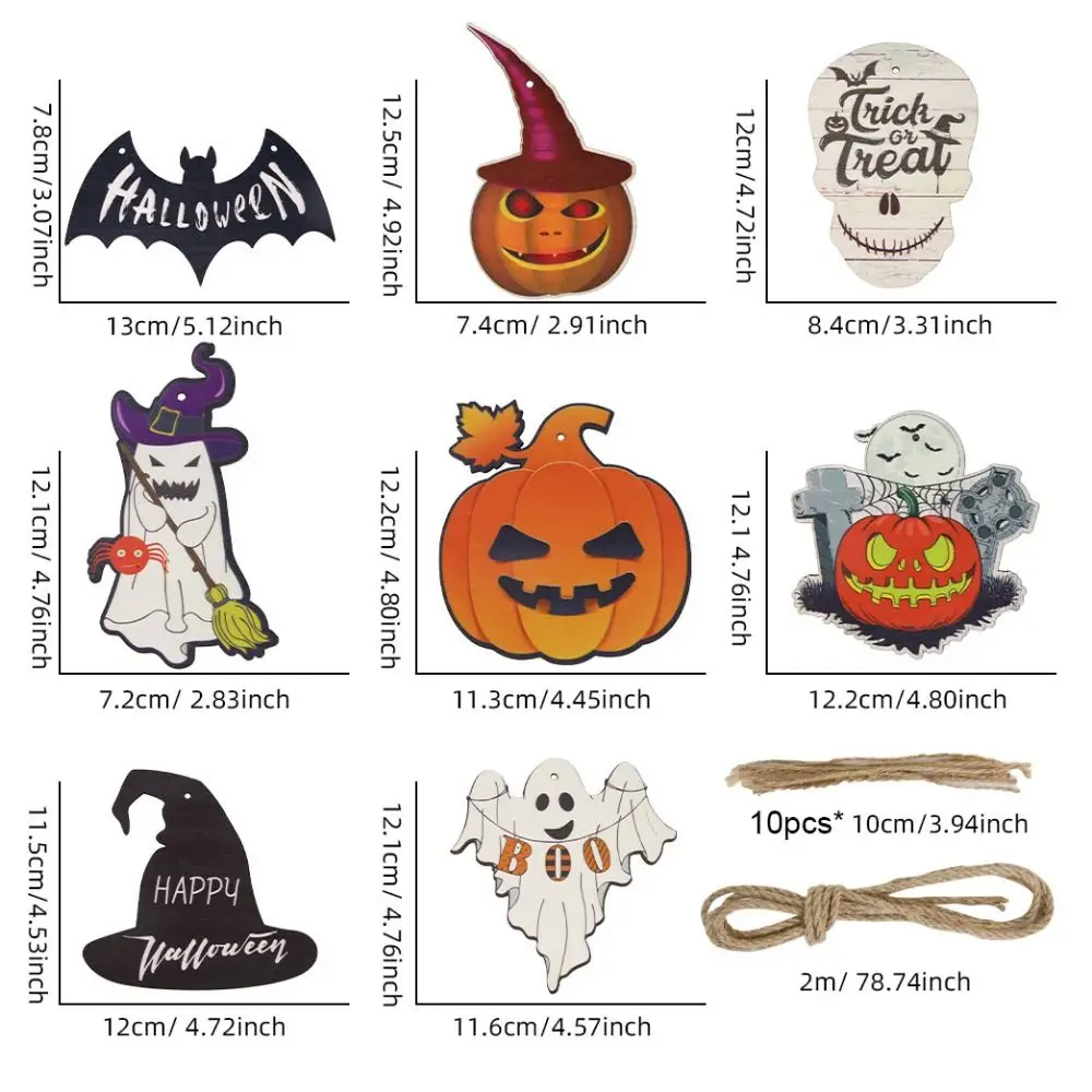 Деревянная гирлянда на Хэллоуин баннер со страшной летучей мышью вытягивающий