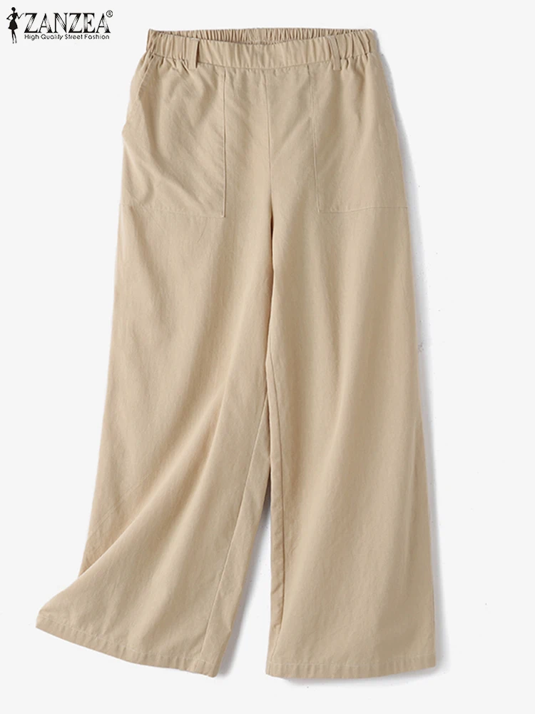 Брюки ZANZEA женские хлопковые с широкими штанинами винтажные повседневные