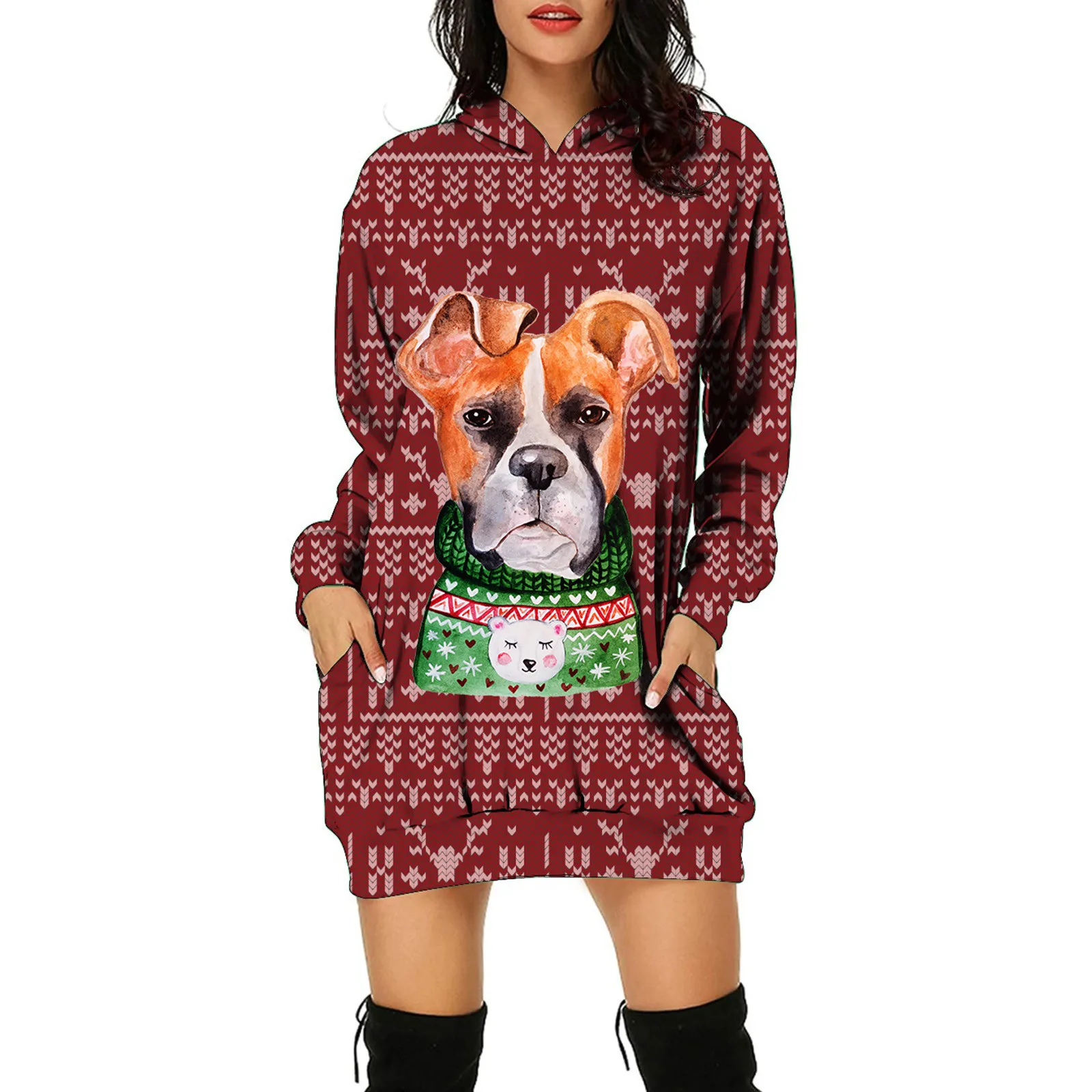 

Christmas Dress Long Printed Autumn Sexy Casual Sleeve Women's Women's Dress Christmas Dress Women 2023 Vestido
