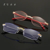 zuee mens frameless anti blue light reading glasses womens diamond sliced lens frame far diopter 1 0 1 5 2 0 2 5 3 5 4 0