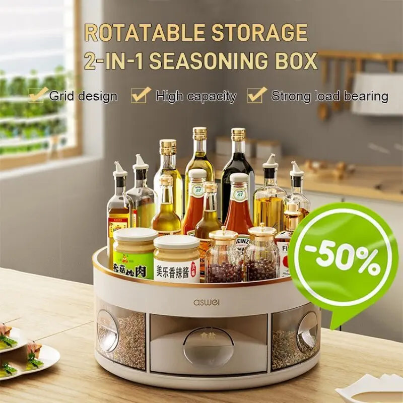 

Rotating seasoning rack kitchen soy sauce bottle seasoning storage storage box seasoning rack