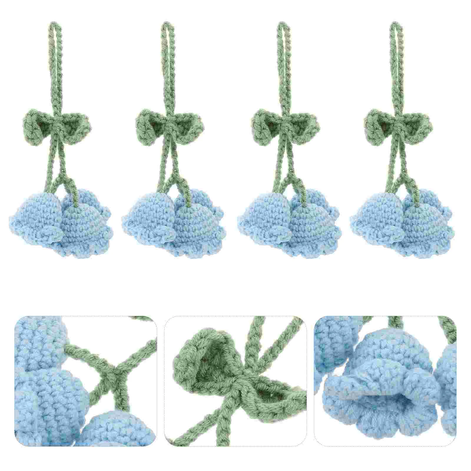 

Car Keys Keychain Knitted Flower Shape Pendant Decoration Crochet Accessories Decorations Ornament Yarn Interior Mirror Hanging