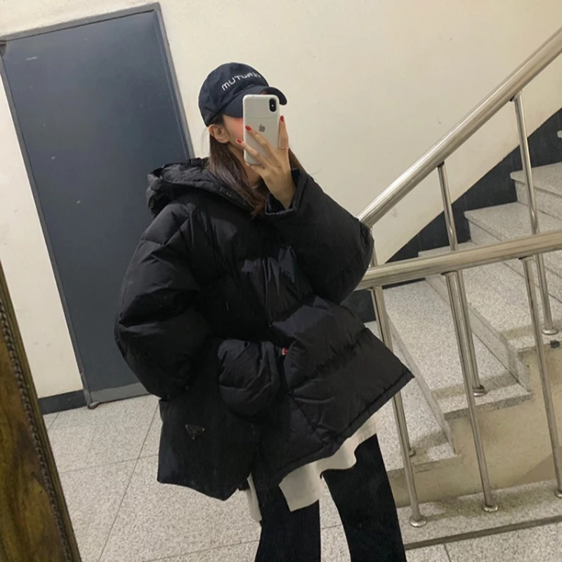 New Coat Women Winter Jacket Short Jacket Hooded Zipper Parka Down Cotton Coat Loose Warm Korean Fashion Oversize