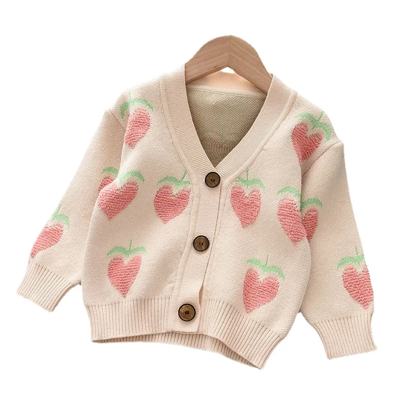 

Kids Knitting Cardigan Tops Baby Girl Weaters Coat 1-6Y Autumn Children Sweaters Toddler Girls Cute Cartoon Long Sleeve Clothes