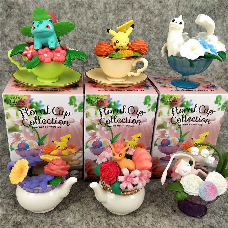 

Pokemon Pet Elf Flower Tea Cup Pikachu Decoration Boys and Girls Figurine Statue Toy