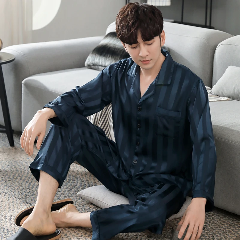 

Пижама Мужская с поясом, длинная мягкая Пижама для отдыха, брюки с рукавом на осень и зиму, эластичный комплект, верхняя одежда