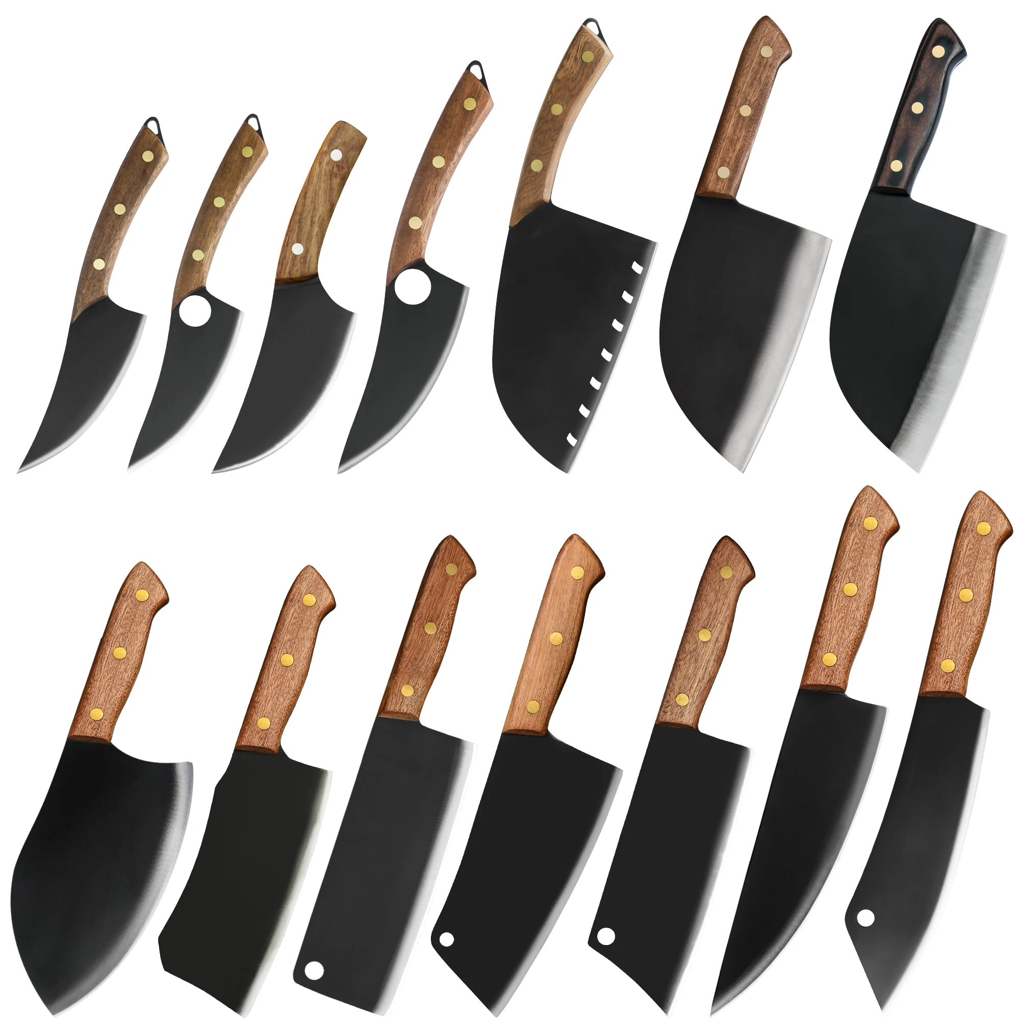 

Набор кухонных ножей XYj из 14 предметов, полный набор кухонных приборов из нержавеющей стали, шеф-повар для нарезки мяса с деревянной ручкой