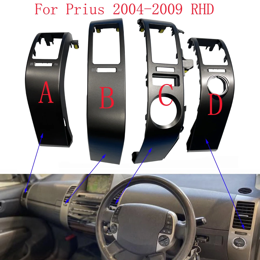 

HAOCHEN RHD для Prius 2004-2009, рамка для отделки вентиляционных отверстий на приборной панели для Prius 2004-2009, крышка выходной панели кондиционера, хром