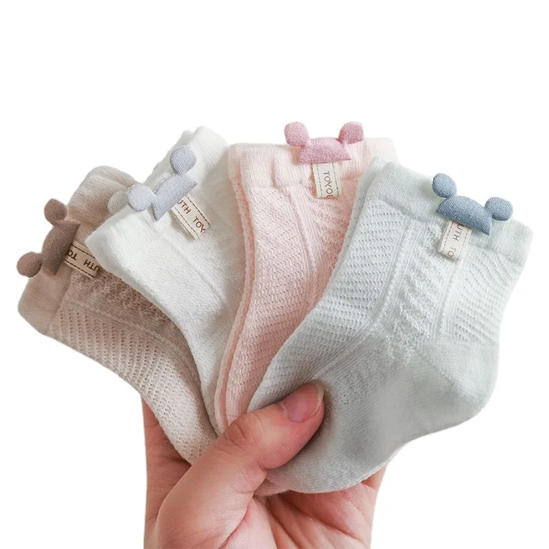 1 Pair of Baby Socks Spring and Summer Thin Breathable Mesh Baby Cotton Socks for Boys and Girls