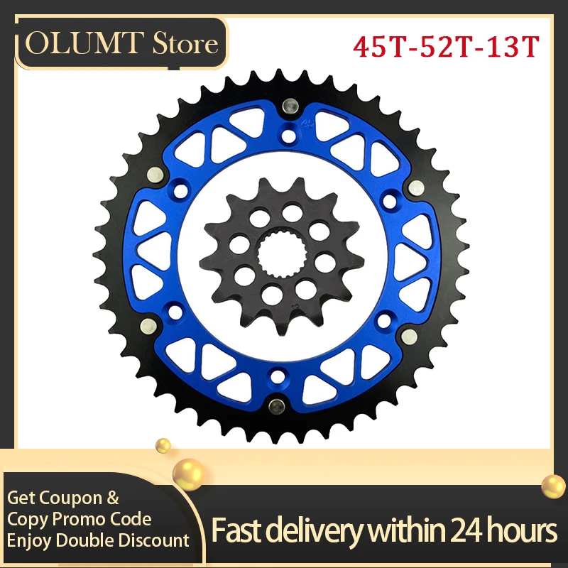 Запчасти для мотоциклов 520 45T-52T 13T передняя и задняя звездочка YAMAHA YZ125 WR250 YZ250 YZ250F