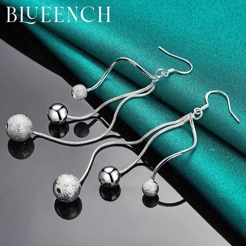 

Blueench 925 Sterling Silver Irregular Tassel Frosted Ball Eardrop Earringsfor Woman Proposal Wedding Fashion Jewelry