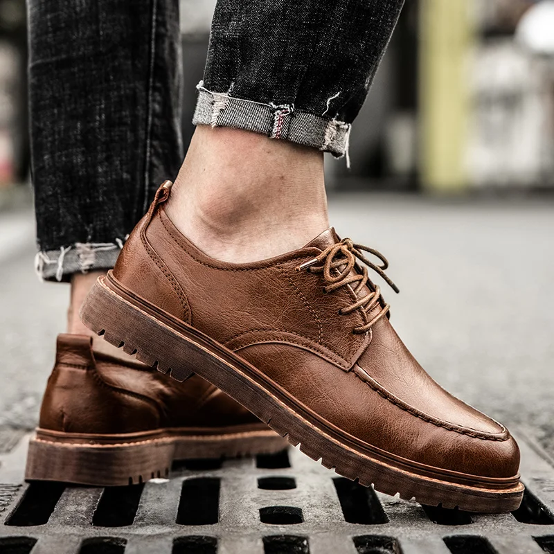 

New Men Shoes Work Boots Business Shoes Hard-Wearing Brogue Casual Shoes Autumn Men Genuine Leather Shoes S12380-S12394 Morliron